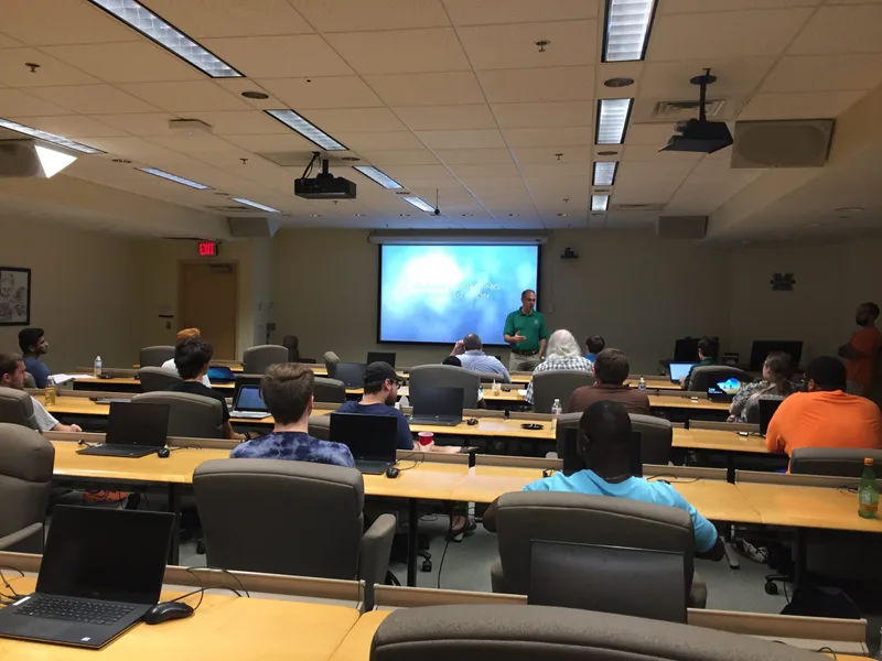 A classroom during a presentation